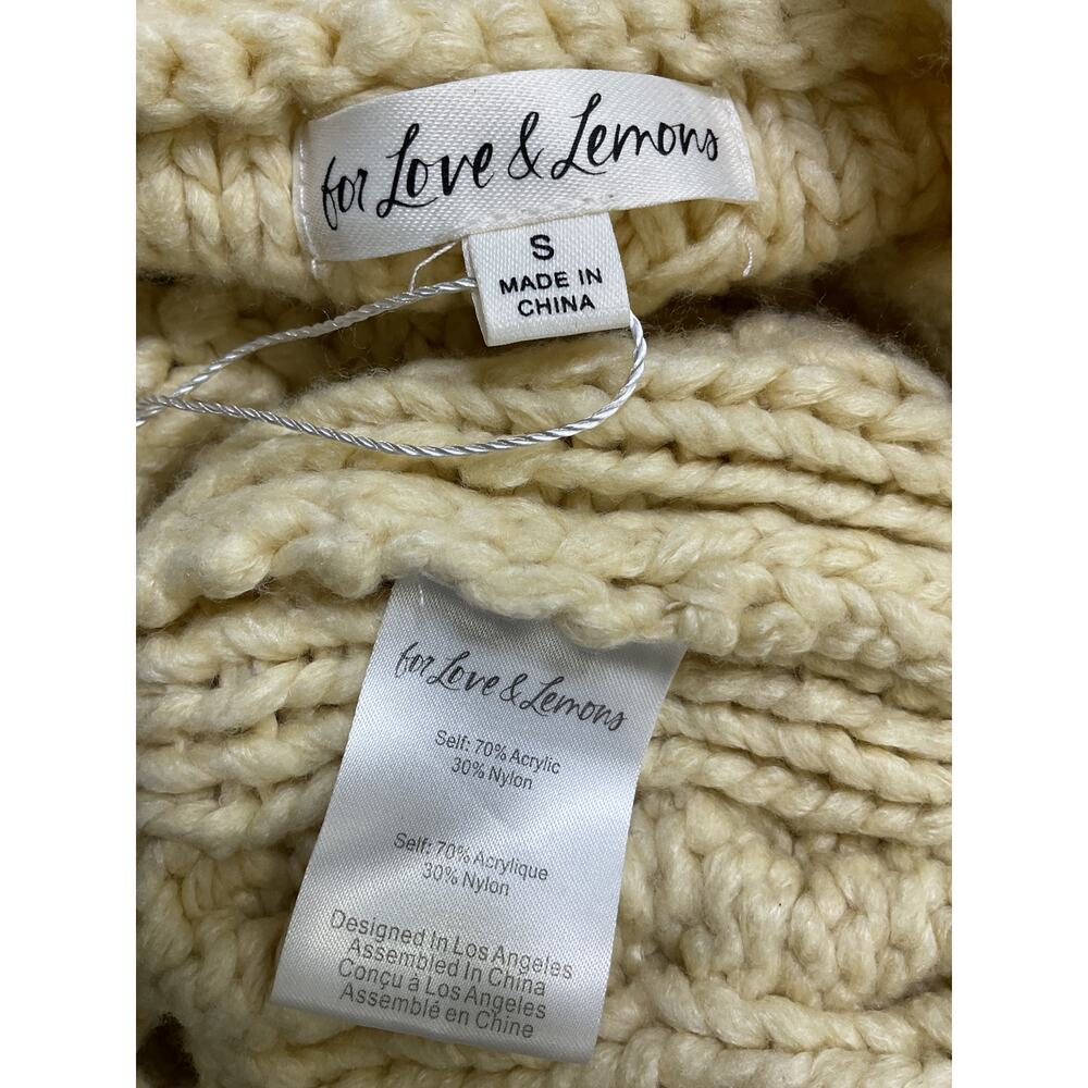 For Love & Lemons Cable Knit Cream Andie Sweater Size S - Picture 4 of 4